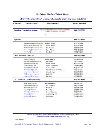 TSA Provider List - Volusia County Schools