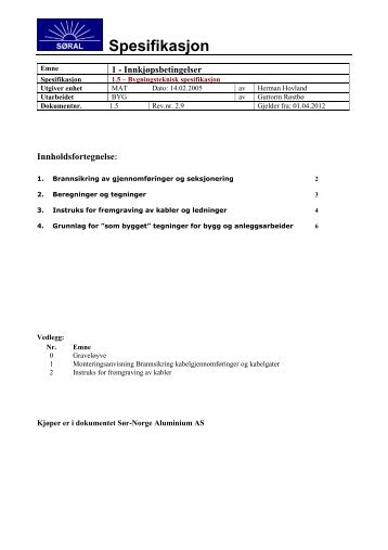 1.5 – Bygningsteknisk spesifikasjon - Sør-Norge Aluminium AS