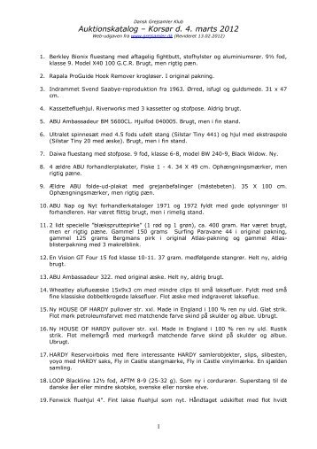 Auktionskatalog – Korsør d. 4. marts 2012 - Dansk Grejsamler Klub