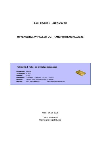 PALLREG®2.1 - REGNSKAP UTVEKSLING AV PALLER OG ...