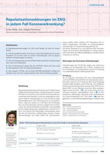 Repolarisationsstörungen im EKG: in jedem Fall Koronarerkrankung ...