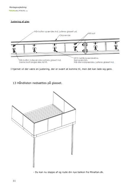 Generel montagevejledning for opsætning af Glas-balkon