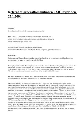 Referat af generalforsamlingen i AB Jæger den 25.1.2000