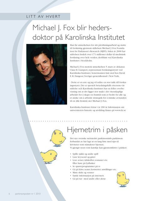 Last ned nr 1, 2010 - Norges Parkinsonforbund