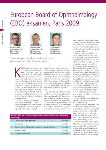 European Board of Ophthalmology (EBO) eksamen ... - Oftalmolog