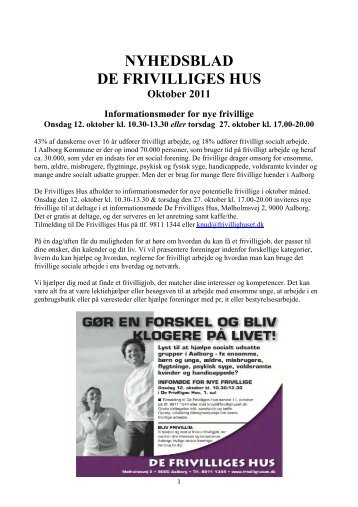 Nyhedsblad Oktober 2011 (PDF) - De Frivilliges Hus