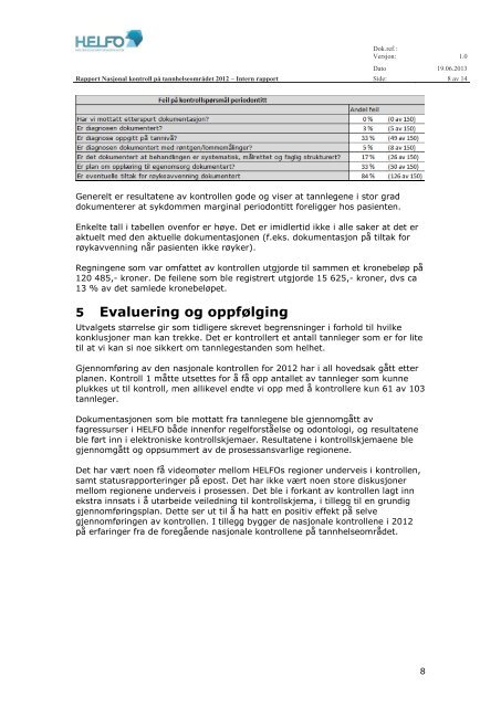 Nasjonal kontroll på tannhelseområdet 2012 (pdf) - Helfo