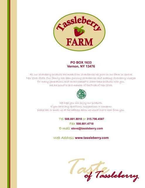View Full Product Catalog HERE - Tassleberry Farms