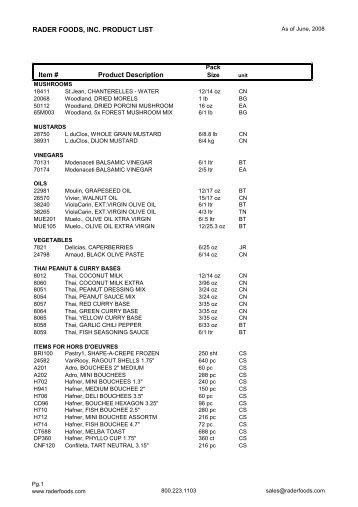 RF Product Llist Jun'05 - Rader Foods