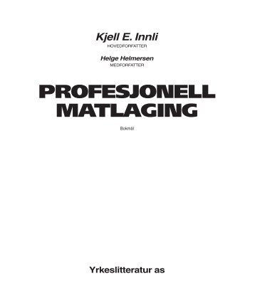 PROFESJONELL MATLAGING - Yrkeslitteratur