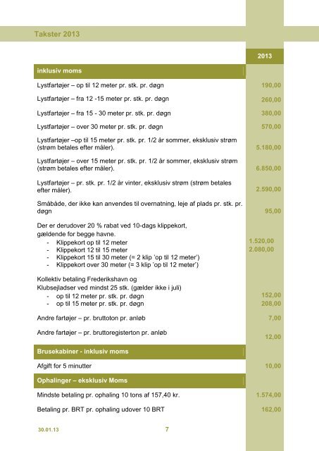 Takstbladet 2013 - Læsø Kommune
