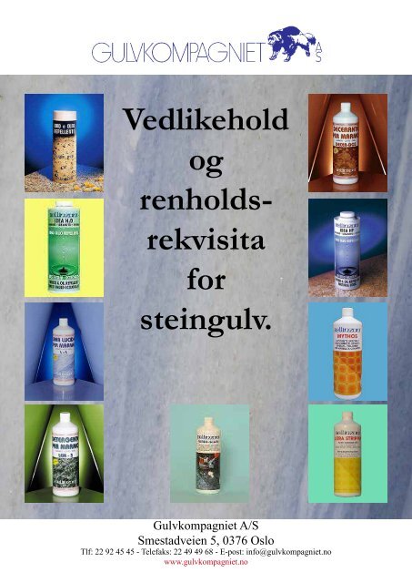 Vedlikehold og renholds- rekvisita for steingulv. - Gulvkompagniet