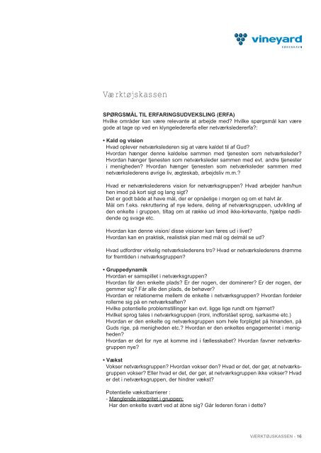 Manual for netværks- og klyngeledere i KØBENHAVN VINEYARD