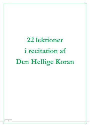 22 lektioner i recitation af Den Hellige Koran - Det Islamiske ...