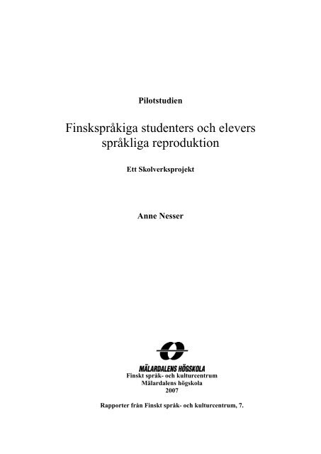 Läs rapporten (pdf 415 kB) - Mälardalens högskola