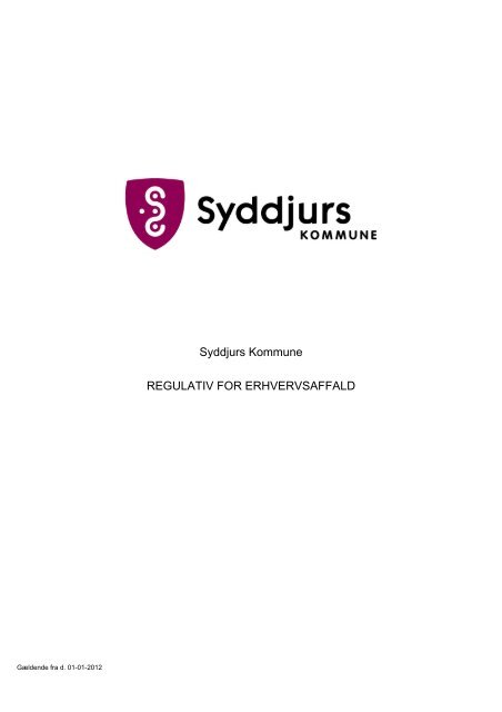 Syddjurs Kommune REGULATIV FOR ... - Reno Djurs