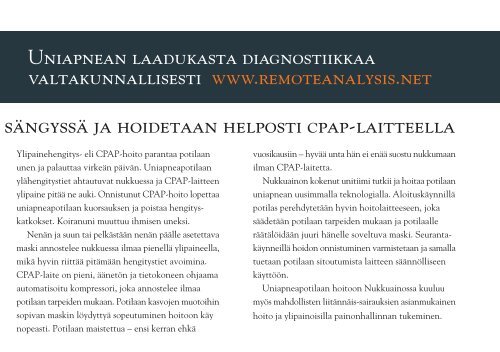 Uniapnea ja sen hoito tiedote. Nukkuaino Järvenpää 2012.pdf