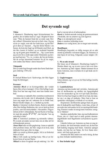 Det syvende segl af Ingmar Bergman (pdf)