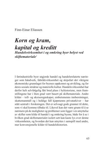 Korn og kram, kapital og kreditt - Lokalhistorie.no