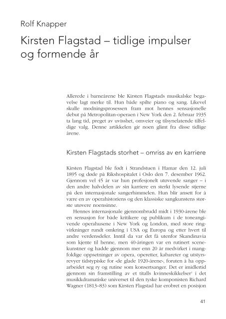 tidlige impulser og formende år - Kirsten Flagstad 2013