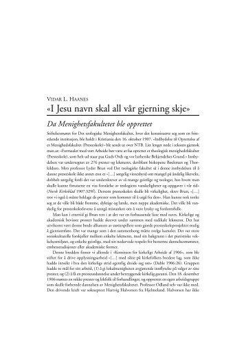 «I Jesu navn skal all vår gjerning skje» - Det teologiske ...
