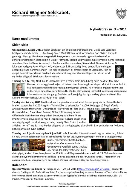 Nyhedsbrev nr 3 2011 juli - Wagner Selskabet i København