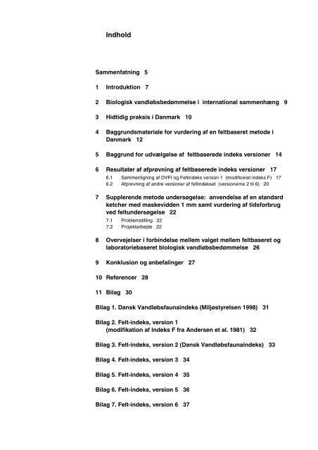 Anvendelse af en feltbaseret metode til bedømmelse af biologisk ...