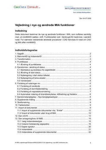 Vejledning i nye og ændrede MIA funktioner - Kort