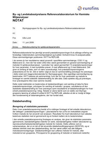 Metodevurdering for spildevandsparametre - Referencelaboratorium ...