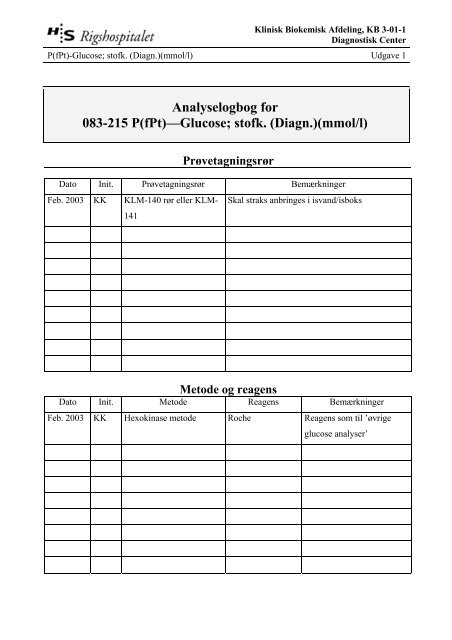 RH's analysevejledning for glukose