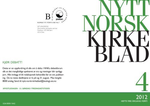 Nytt norsk kirkeblad nr 4-2012 - Det praktisk-teologiske seminar