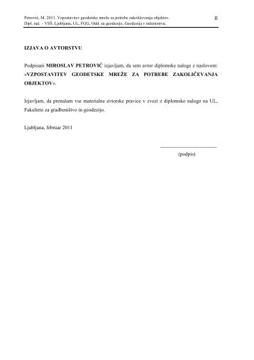 5.5 Vzpostavitev geodetske mreže za potrebe ... - Student Info