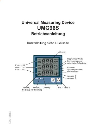UMG 96S Bedienungsanleitung - Debnar Messtechnik GmbH