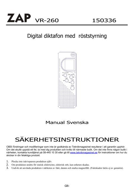 Digital diktafon med röststyrning ... - Manualer