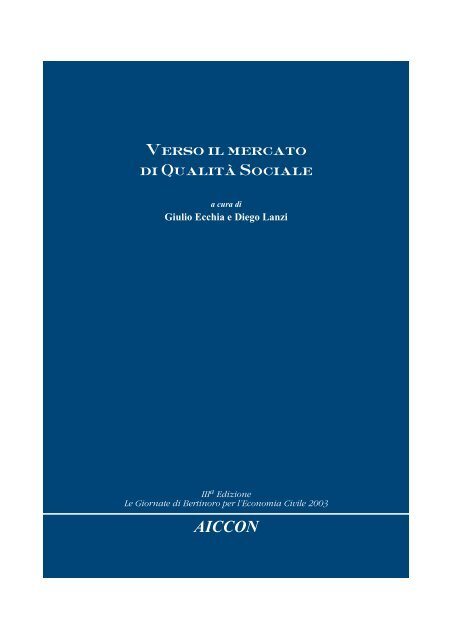 Verso il Mercato di Qualità Sociale - Aiccon