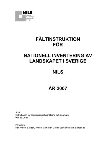 Fältinstruktion för Nationell Inventering av Landskapet i ... - SLU