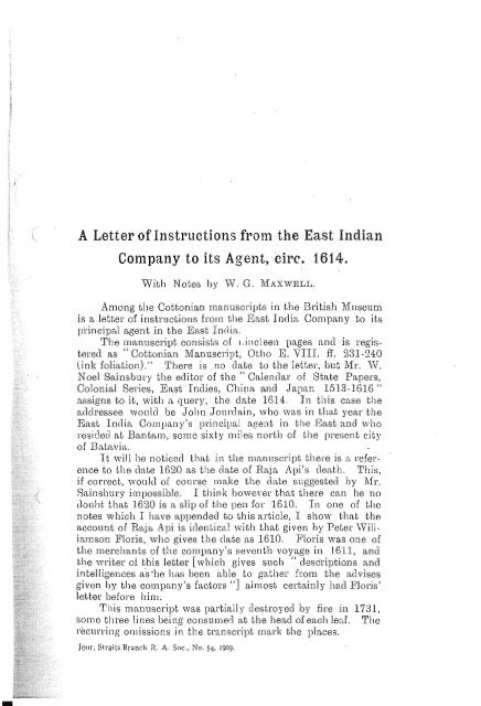 A Letter of Instructions from the East Indian Company ... - Sabrizain.org
