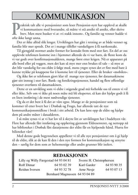 NR. 3 - septembeR 2000 – ÅRG. 20 Utgitt av ... - Pensjonist-nytt