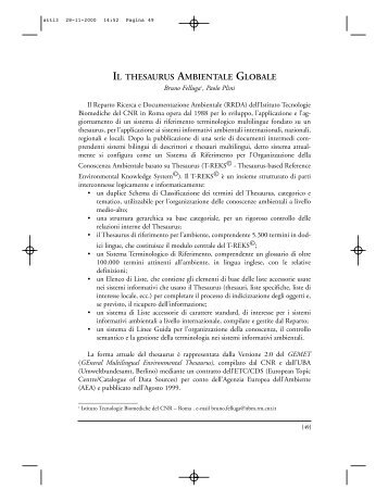 IL THESAURUS AMBIENTALE GLOBALE - Cnr