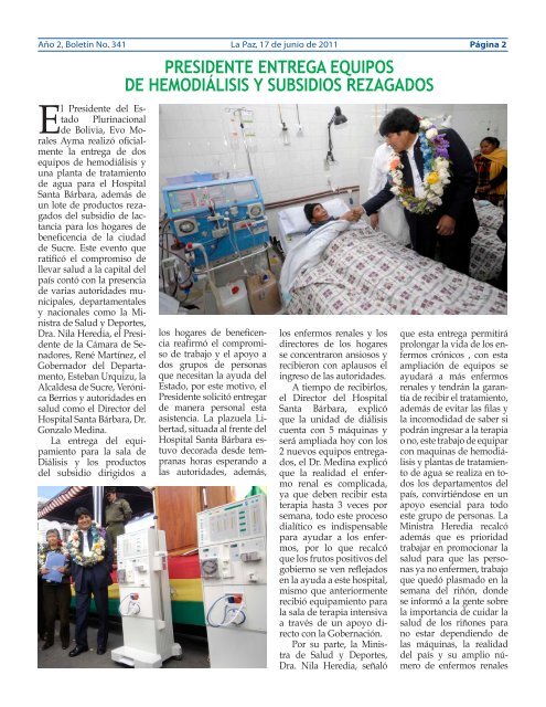 EQUIPAMIENTO Y SUBSIDIOS PARA SUCRE - Ministerio de Salud ...