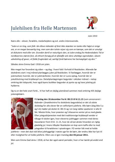 Julehilsen fra Helle Martensen - Holbæk Private Realskole