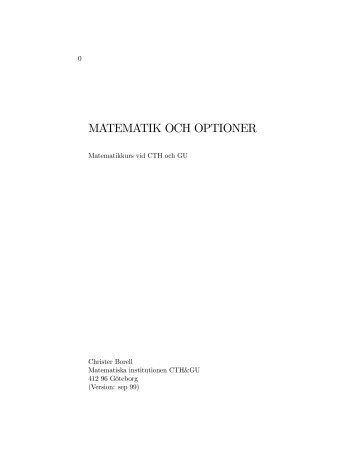 MATEMATIK OCH OPTIONER - Matematiska vetenskaper