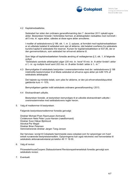 Beslutninger - Coloplast