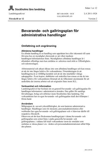 12. BG-plan för administrativa handlingar - Arkiv och Biobankscentrum