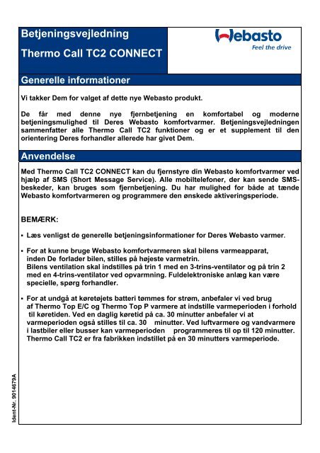 Betjeningsvejledning Thermo Call TC2 CONNECT - Retrofit Parking ...