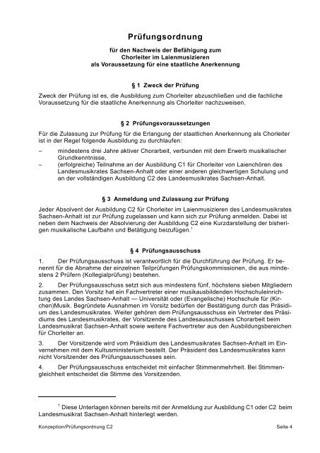 Ausbildungskonzeption und Prüfungsordnung C2 - Landesmusikrat ...