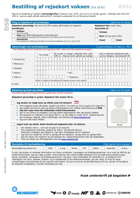 R201 Bestilling Rejsekort Voksen