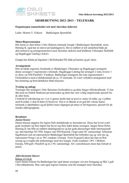 Oslo skirkets årsberetning 2013.pdf - Norges Skiforbund