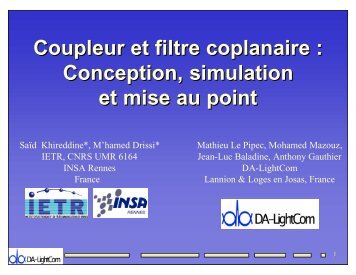 Presentation - Coupleur et filtre coplanaire : Conception, simulation ...