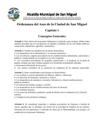 Ordenanza del Aseo de la Ciudad de San Miguel - Alcaldia ...